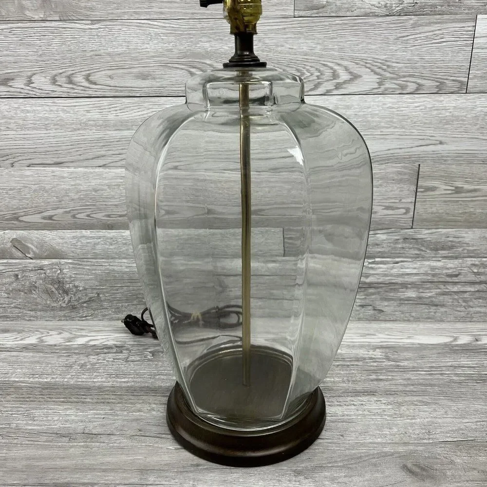Vintage Modern Table Lamp with Table Top Dimmer Clear Glass Metal Base Jar-